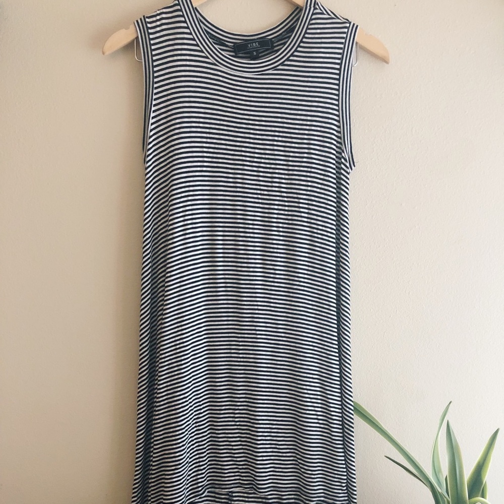 Black & White striped High to Low dress